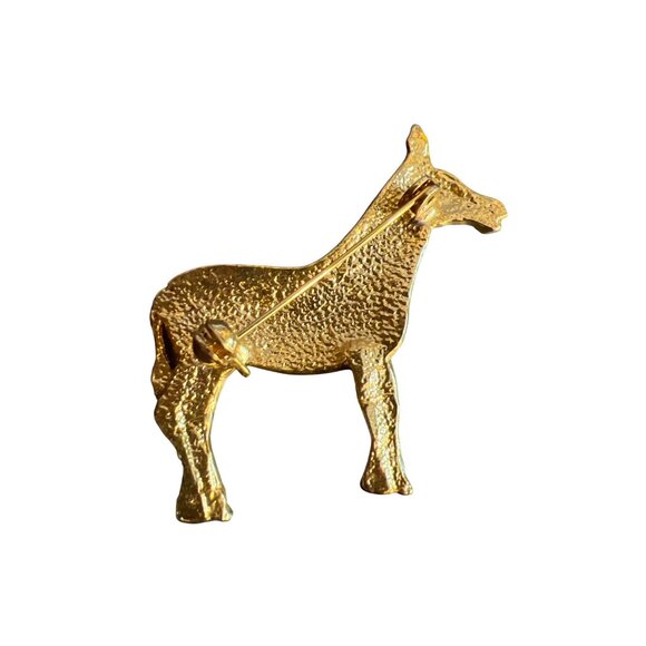 Vintage Gold Tone Zebra Brooch Pin Black White Enamel Zoo Animal Safari 1.5" - Picture 3 of 3